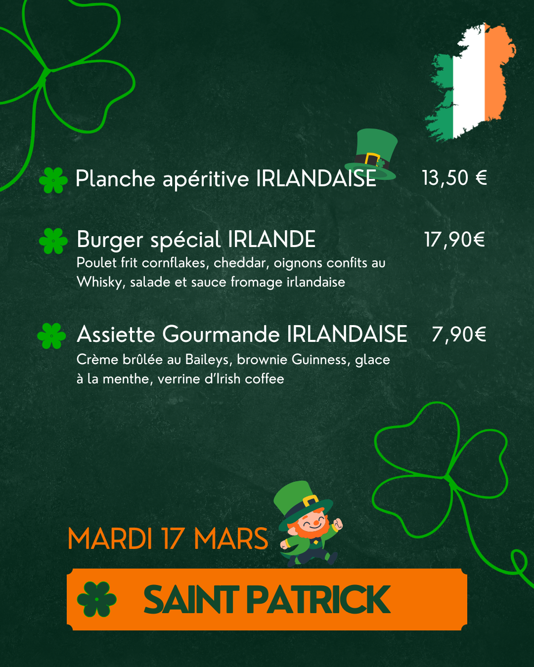 Menu Saint Patrick